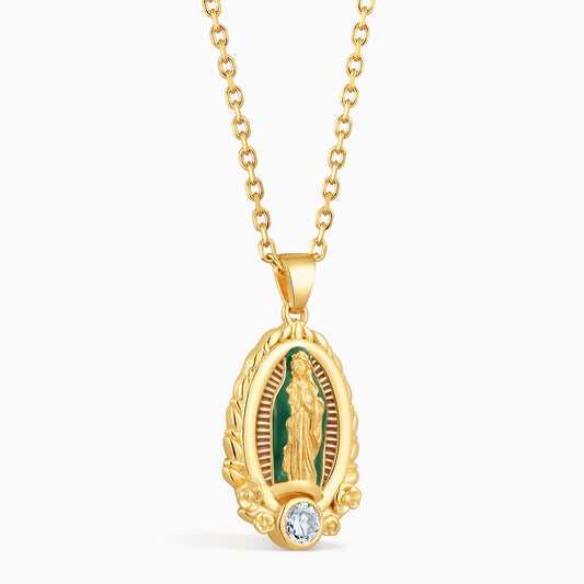 Medalla Tepeyac con diamante de 0.50 quilates