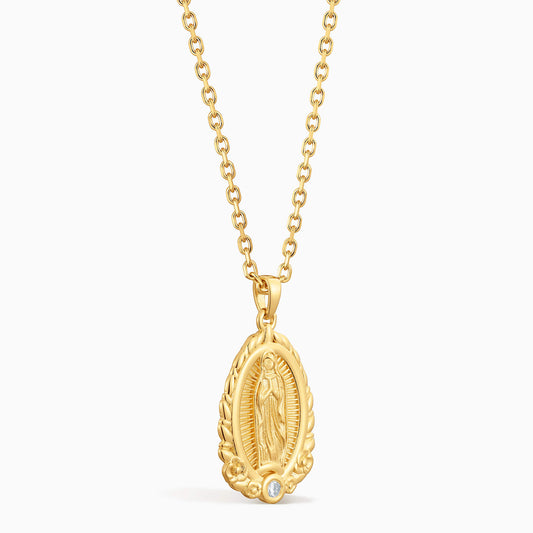 Medalla Nican Mopohua con diamante de 0.10 quilates